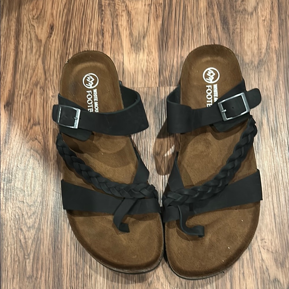 White Mountain Black Sandals Adjustable Two-Strap Design